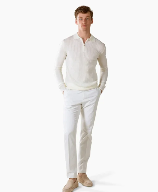Aurelien Pullover Rib Zip Polos Ls Ivoor / Naturel*Heren Truien