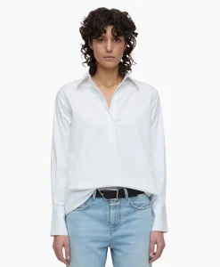 Closed Blouse Open Neck Tunic Wit*Dames Blouses