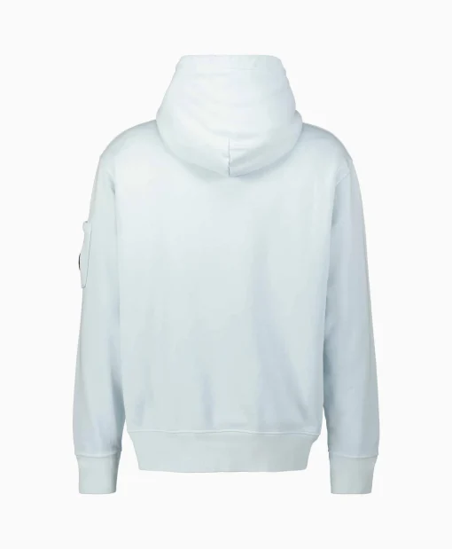 Cp Company Hoodie Cotton Diagonal Fleece Lens Licht Blauw*Heren Truien