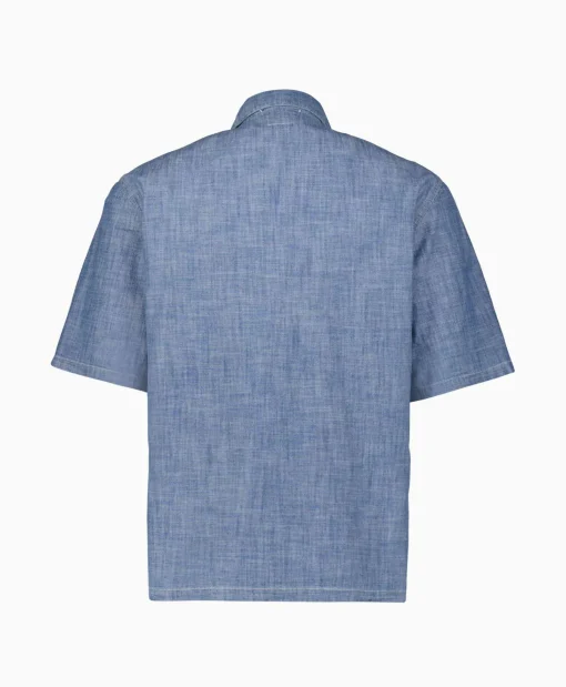 Cp Company T-Shirt Chambray Short Sleeved Logo Blauw*Heren T-Shirts