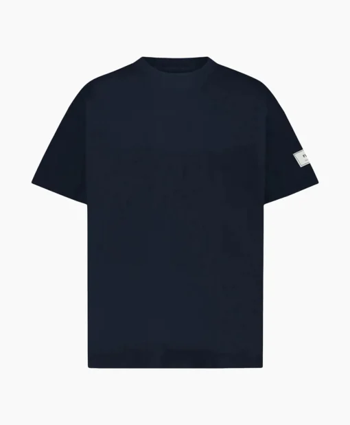 Flâneur Flaneur T-Shirt Korte Mouw Atelier Sleeve Amblem Donker Blauw*Heren T-Shirts