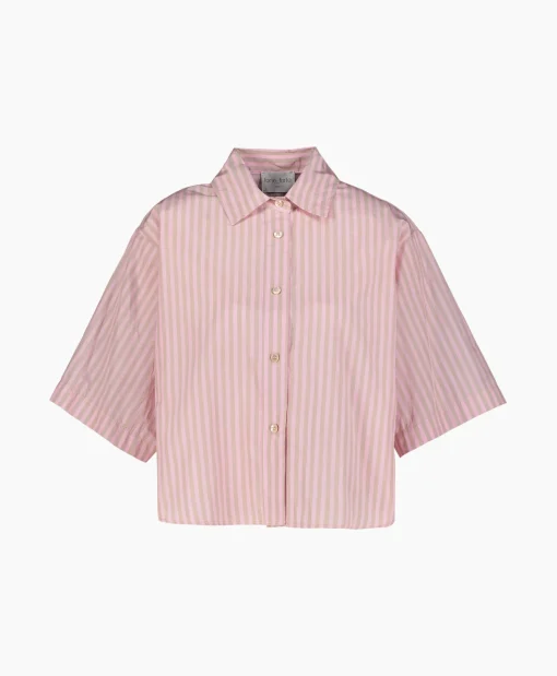 Forte_forte Blouse Chic Striped Taffetas Half Sleeves Boxy Rose*Dames Blouses