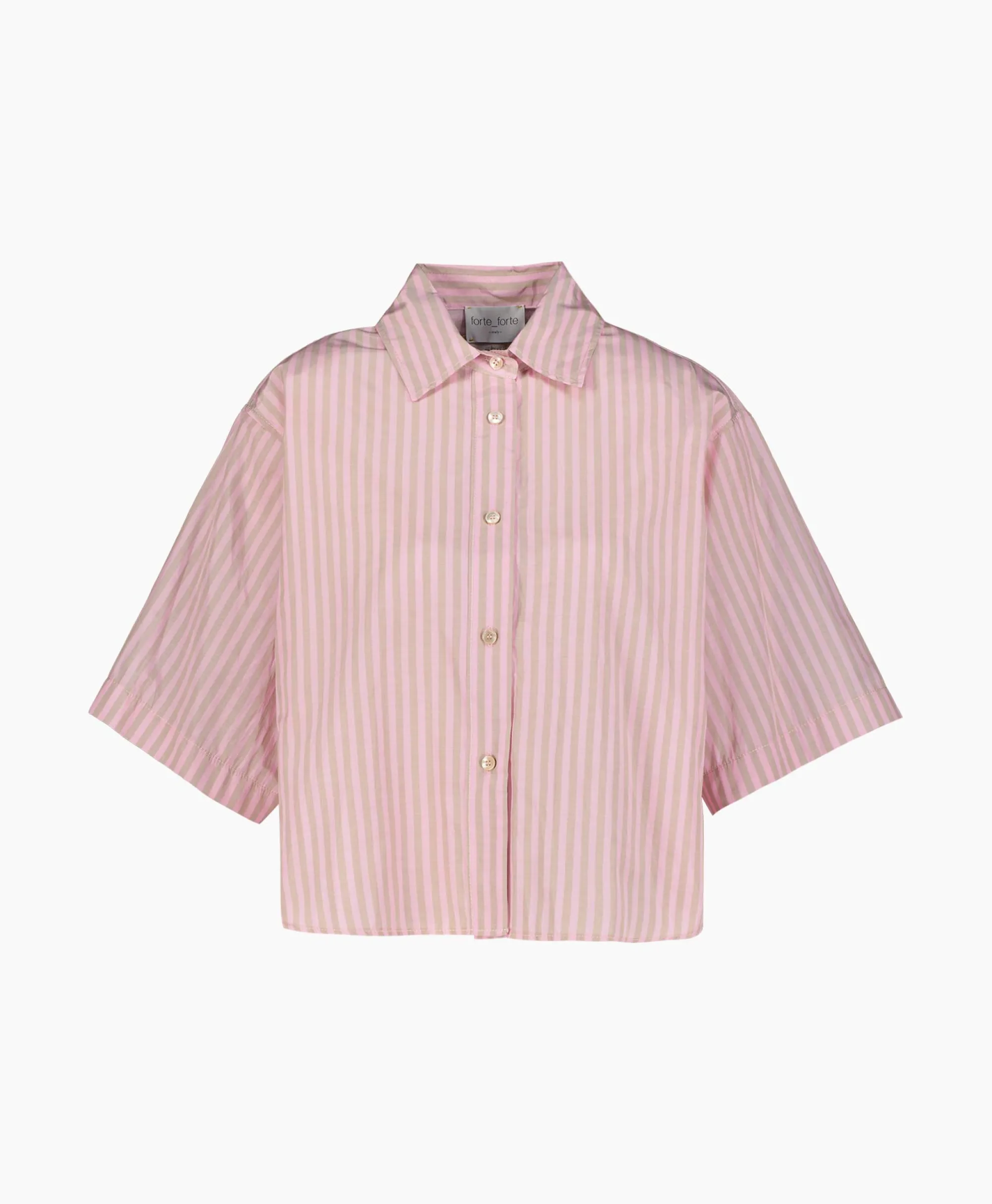 Forte_forte Blouse Chic Striped Taffetas Half Sleeves Boxy Rose*Dames Blouses