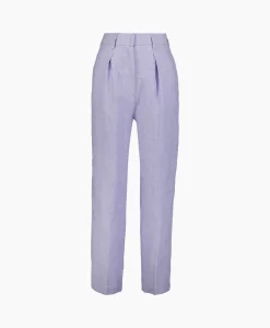 Forte_forte Pantalon Chic Linen Herringbone High Waist Lila*Dames Broeken