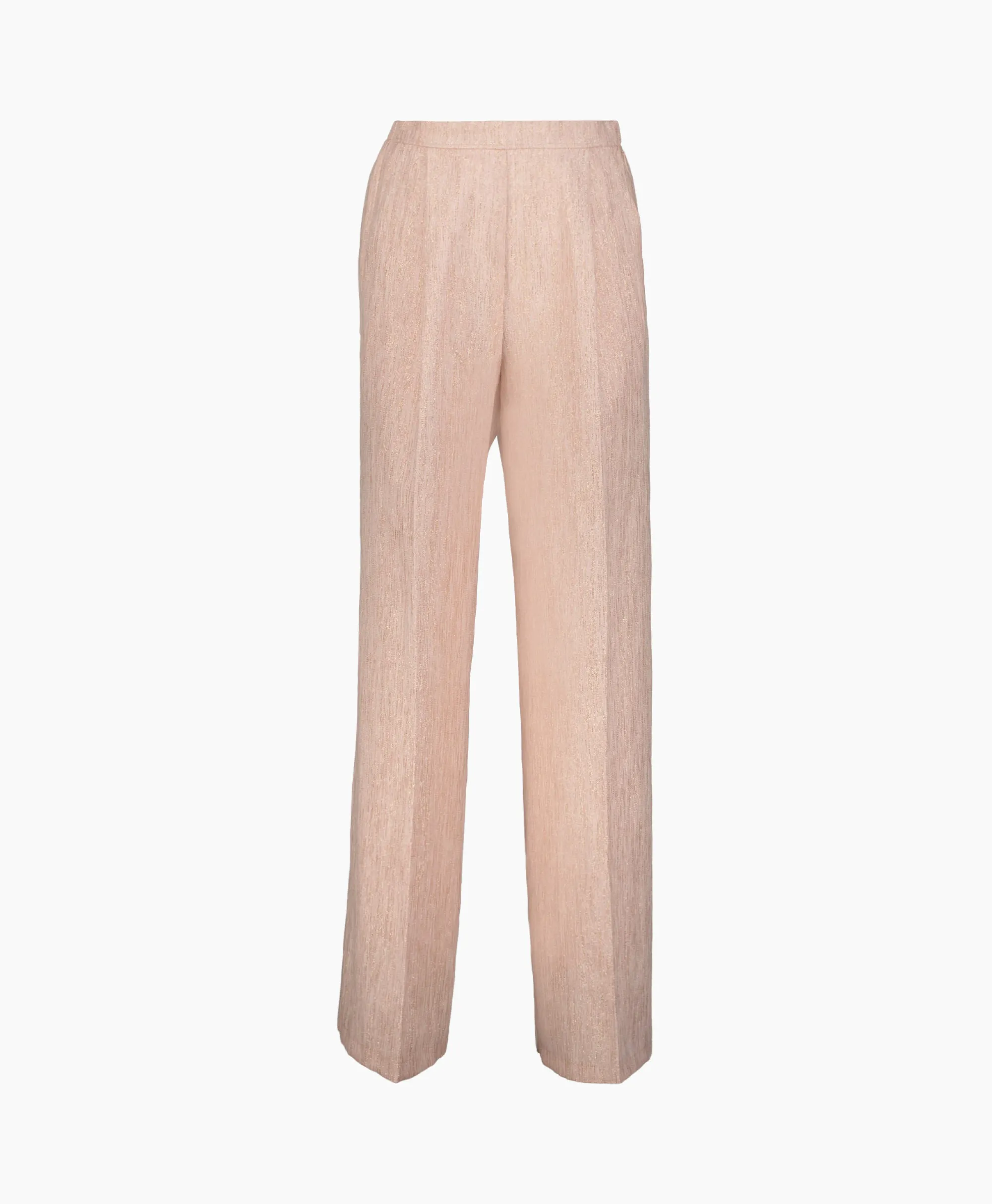 Forte_forte Pantalon Linen Lurex Micro Herringbone Wide Leg Rose*Dames Broeken