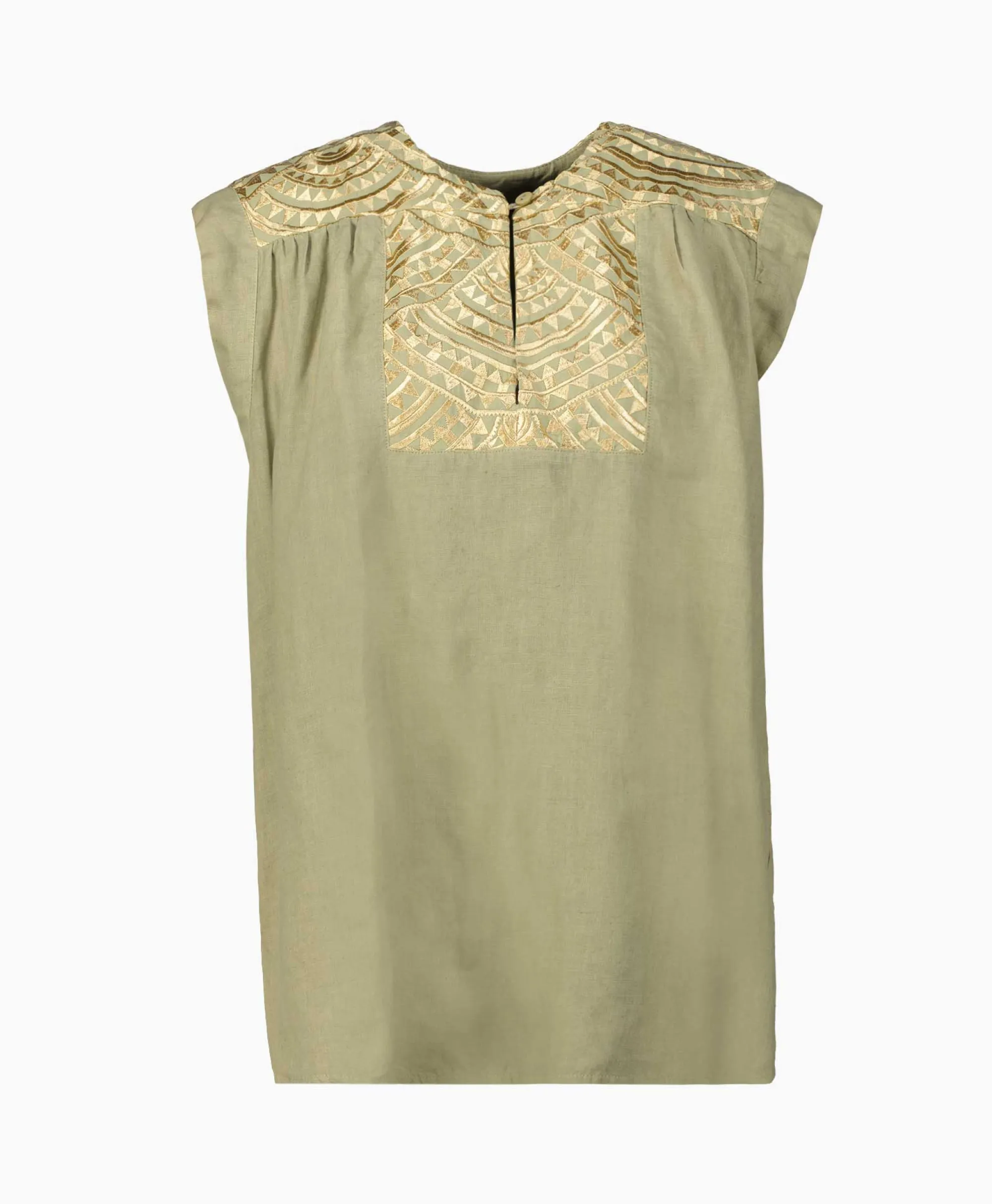 Greek Archaic Kori Top New All Over Sleeveless Buttons Goud*Dames T-Shirts & Tops