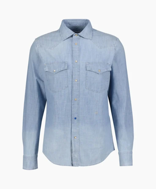 Jacob Cohen Overhemd Western Blauw*Heren Overhemden