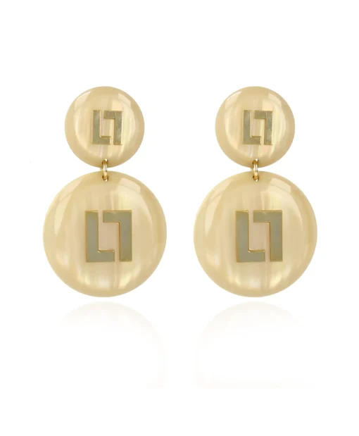 Lott. Gioielli Oorbellen Ce Re Round Logo Sand Goud*Dames Sieraden
