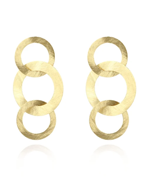 Lott. Gioielli Oorbellen Tripple Rounde Op Goud*Dames Sieraden