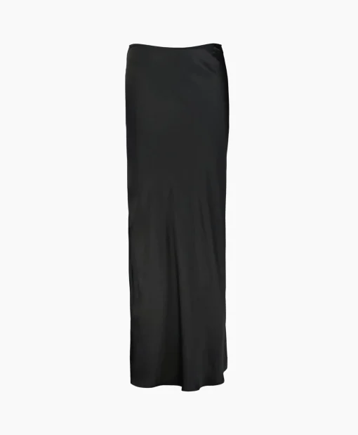 Róhe Rohe Midi Rok Long Satin Zwart*Dames Rokken