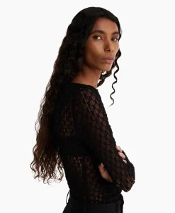 Róhe Rohe Top Lace Zwart*Dames T-Shirts & Tops