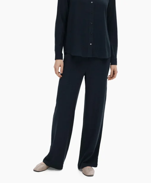 Selected Femme Broek Viva-Gulia Mw Long Linen Pant No Donker Blauw*Dames Broeken