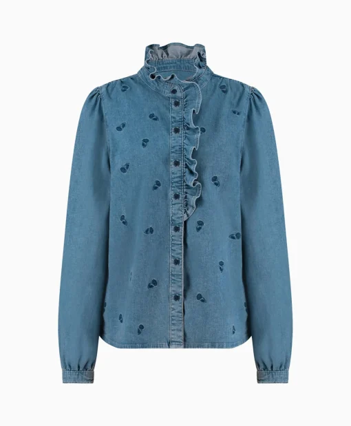 Studio Anneloes Broek Lola Embroidery Denim Blouse Jeans*Dames Blouses