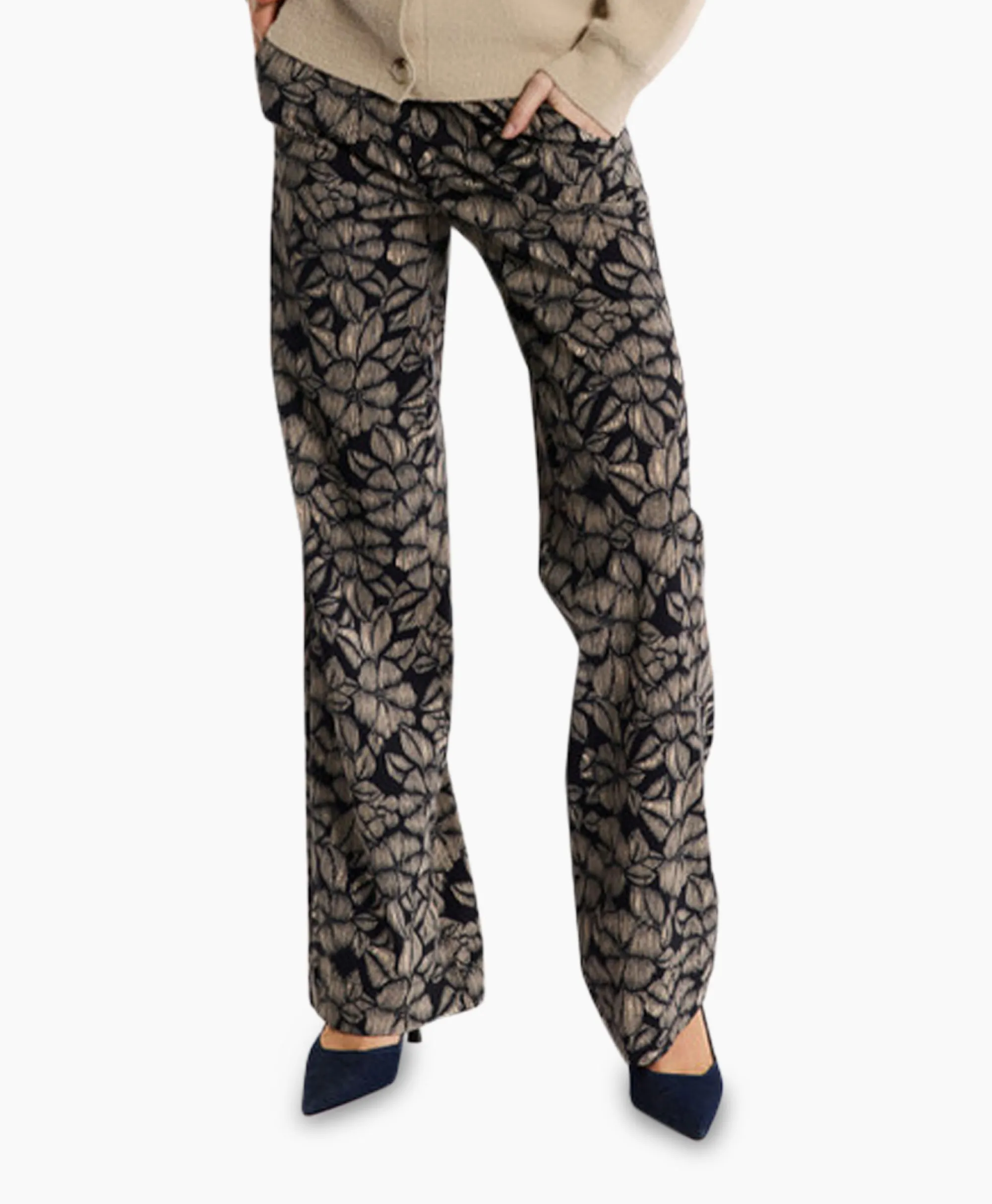 Studio Anneloes Broek Marilon Flower Trousers Zand*Dames Broeken