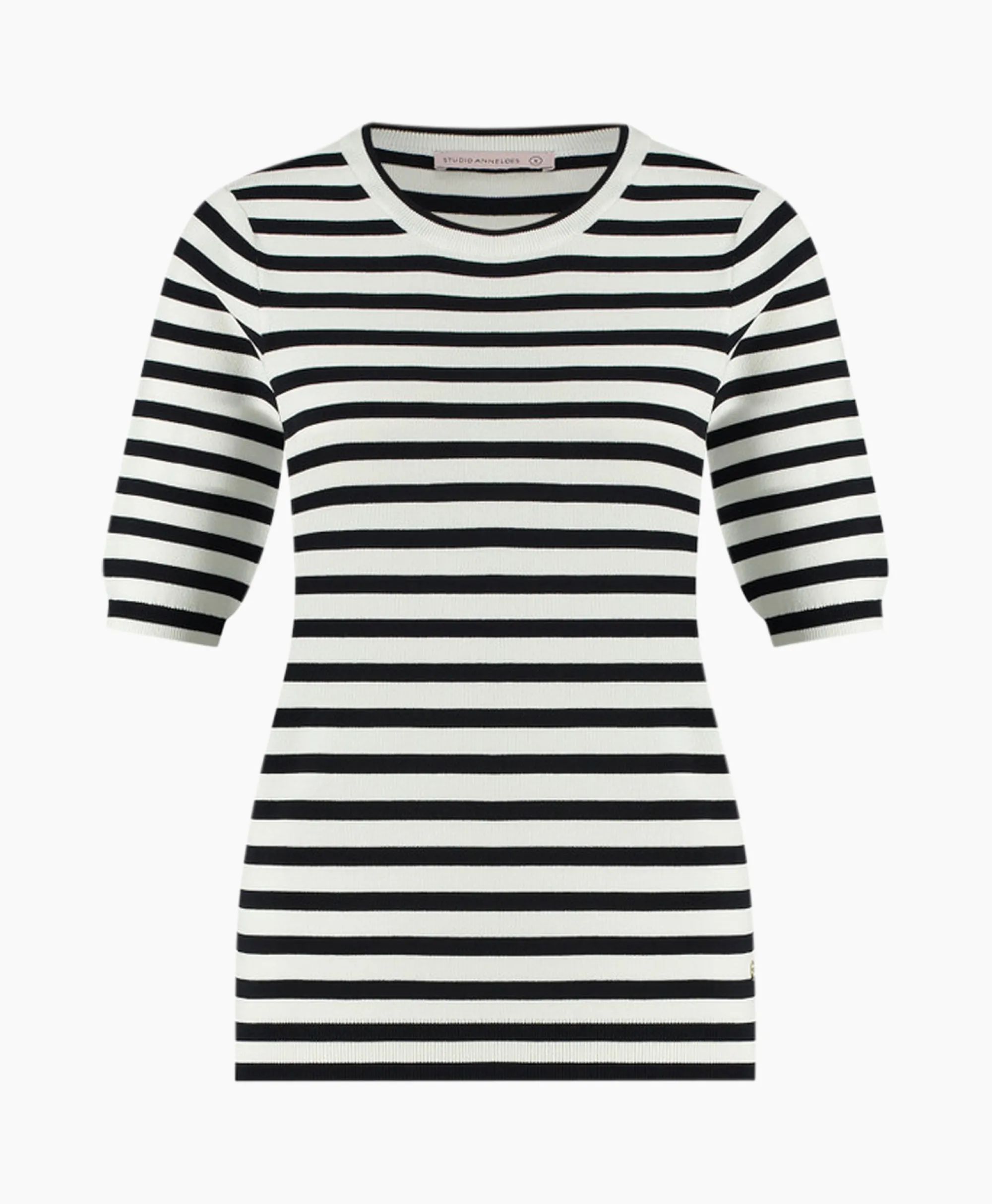 Studio Anneloes Pullover Luna Stripe Short Slv Ecru*Dames Truien
