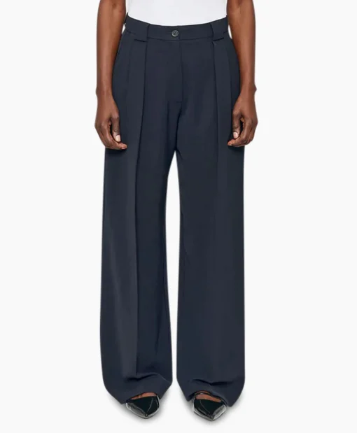 Zenggi Pantalon Wide Pleated Donker Blauw*Dames Broeken