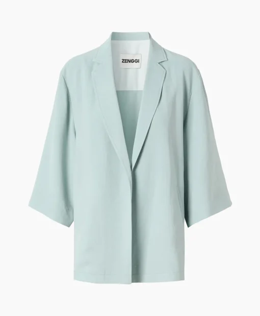 Zenggi Vest Japanse Crepe Kimono Licht Groen*Dames Vesten